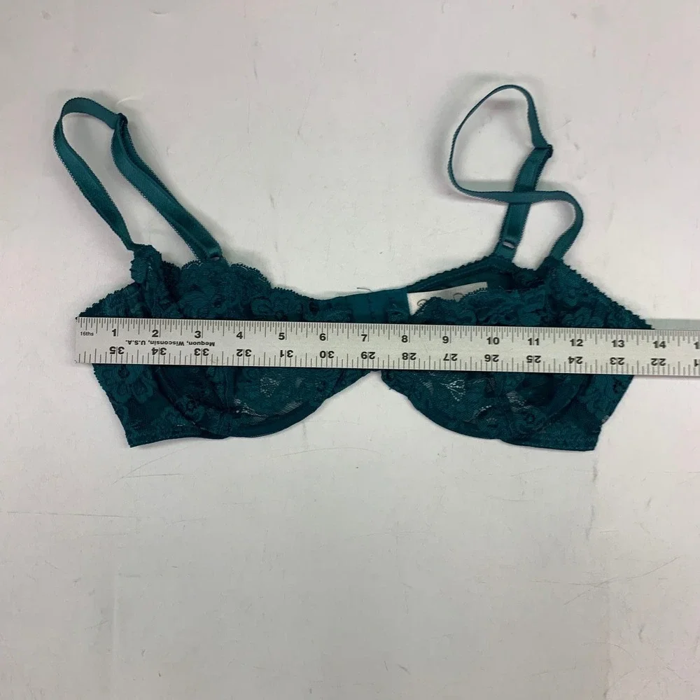 Oscar de la Renta Vintage Floral Lace Underwire Balconette Sheer Mesh Bra SZ 36B